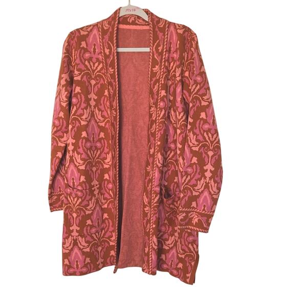 Issac Mizrahi open front cardigan Apple Spice prints - Picture 2 of 4